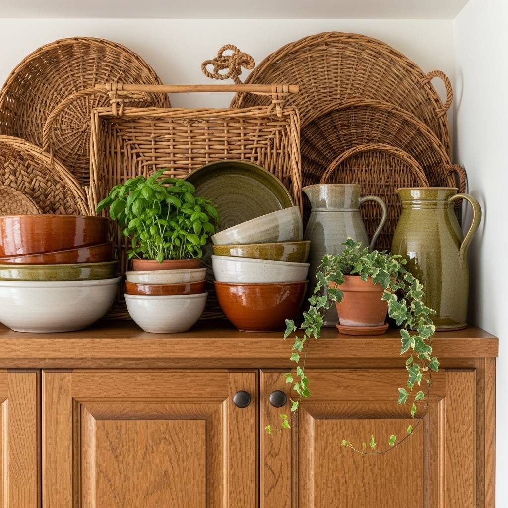12 Stylish Above Cabinet Decor Ideas for a Chic Kitchen 5 Whisk 3a252bea138e07ea46f4915a3a2d65d3dr